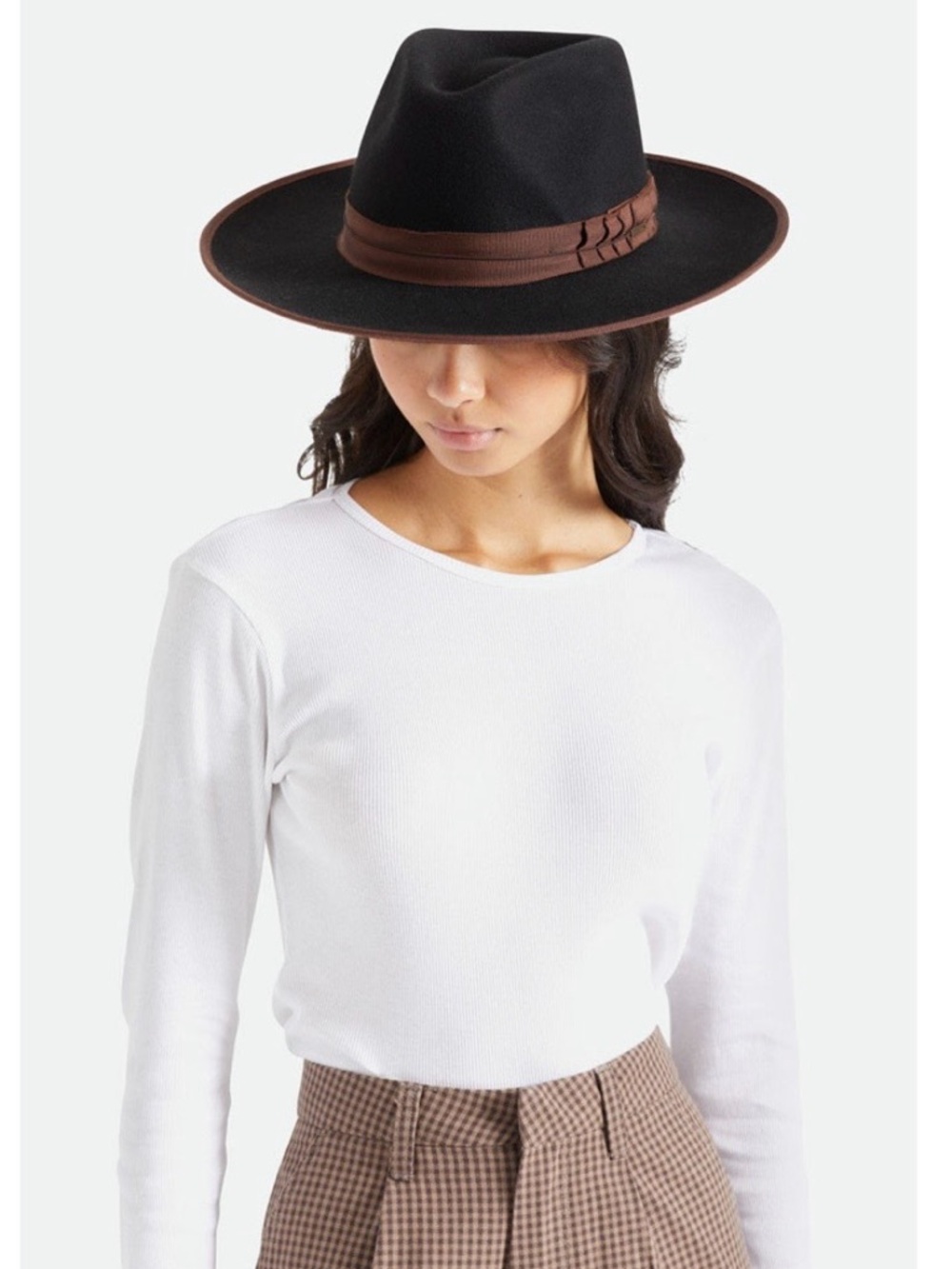 Brixton Black Wool Fedora with Brown Band